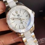 Swiss Grade New Replica Tag Heuer Aquaracer Lady Quartz White Ceramic Watch 35mm